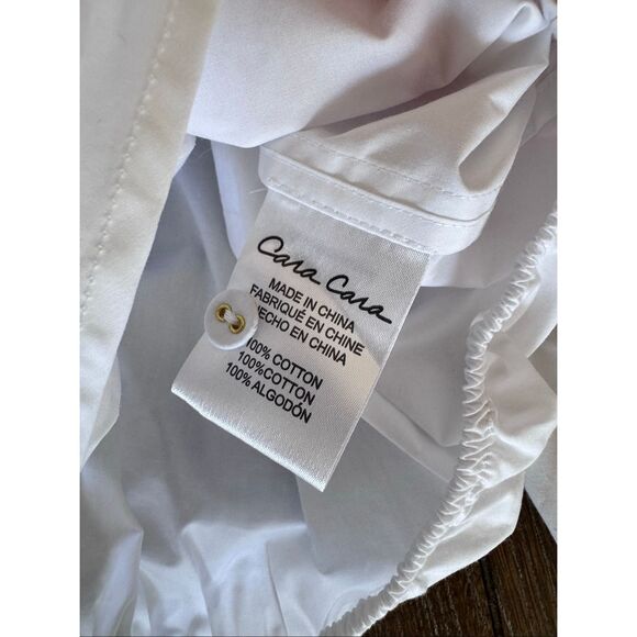 Cara Cara Rumson Top White Button Down Blouse with Tie Front Size Large - Picture 8 of 8